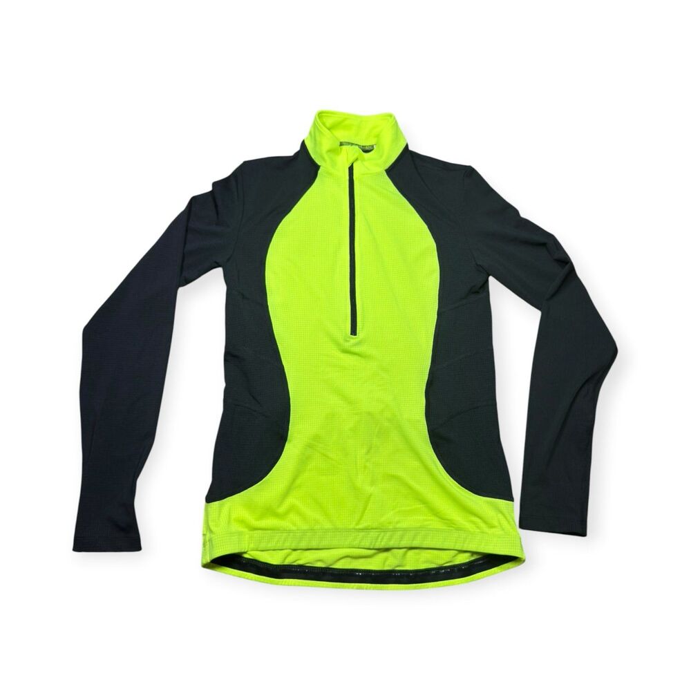 Performance Women's Long Sleeve Activewear Shirt Size Medium Neon Green Black